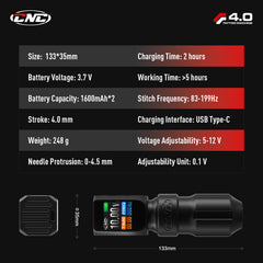 CNC E77 PRO 4.0 Stroke Wireless Tattoo Machine Dual Batteries