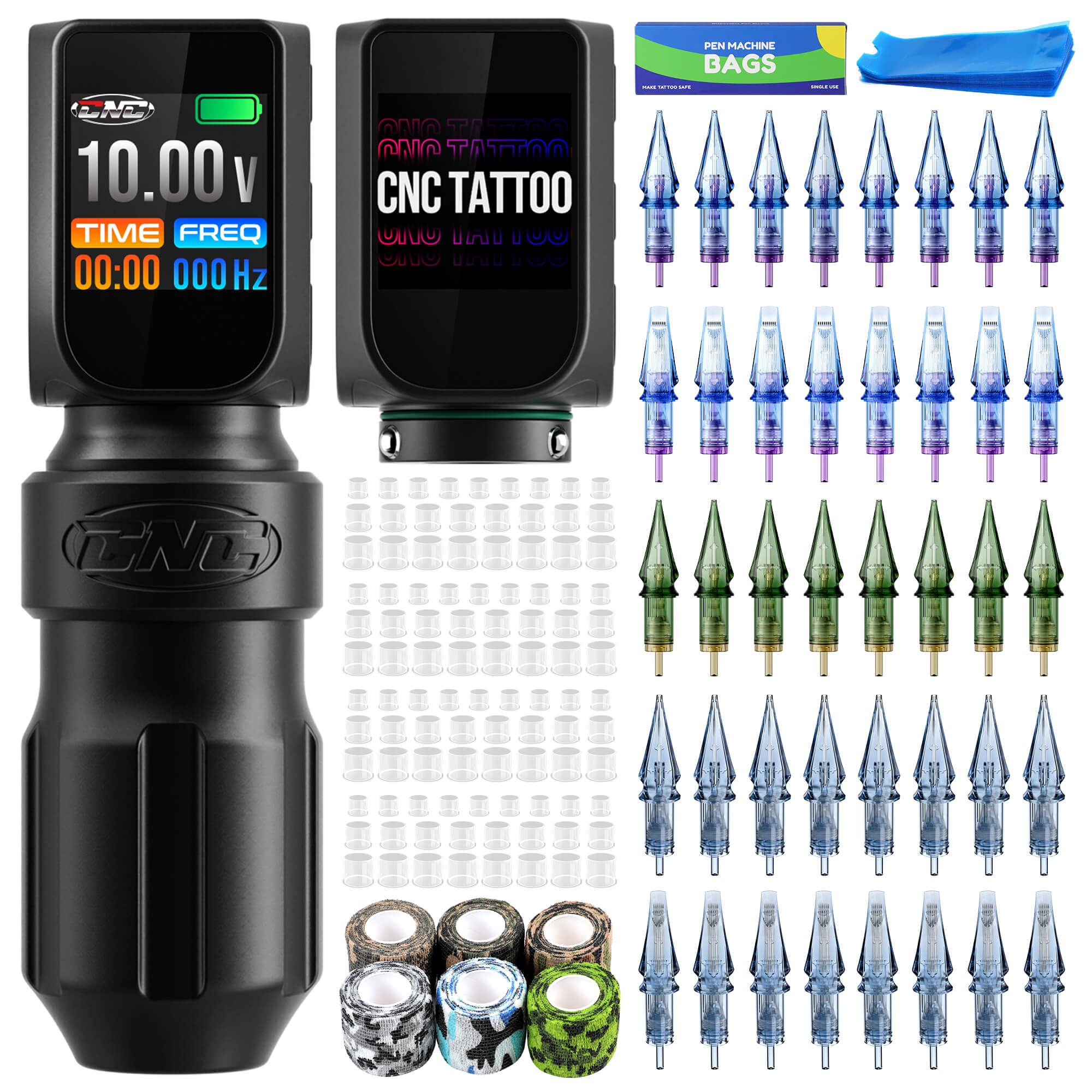 SOLONG Tattoo Machine Kit E77 PRO 4.0 Stroke Wireless Tattoo Machine with 2 Batteries & 40PCS Cartridges