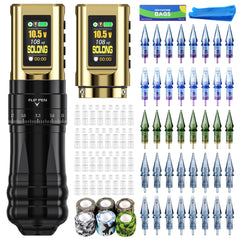 SOLONG Tattoo Machine Kit E96 7 Stroke Adjustable Wireless Tattoo Machine with 2 Batteries & 40PCS Cartridges