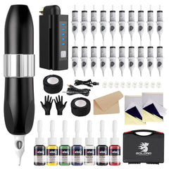 Solong EK157P199 Wireless Rotary Tattoo Gun Kit – 1500mAh Battery, Portable Tool Case, Professional Tattoo Machine for Beginners & Artists
