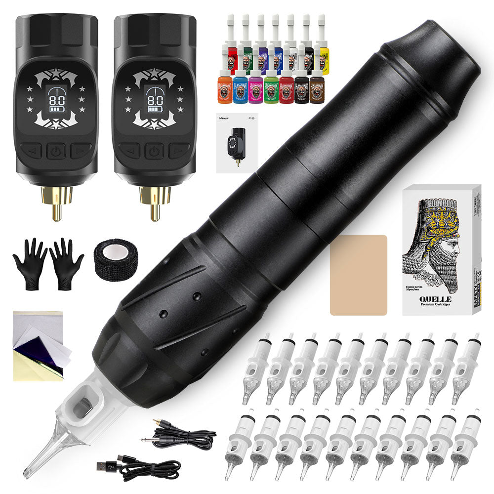 Hawink Tattoo Rotary Machine Wireless Pen Kit with 2 Batteries EM155KITP155-1