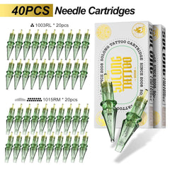 Solong SLQ53KITP803-2 Wireless Tattoo Gun Kit – 1600mAh Battery, 40Pcs Cartridge Needles, 120ml Black Ink + 14 Colors, Complete Beginner Tattoo Supply Set