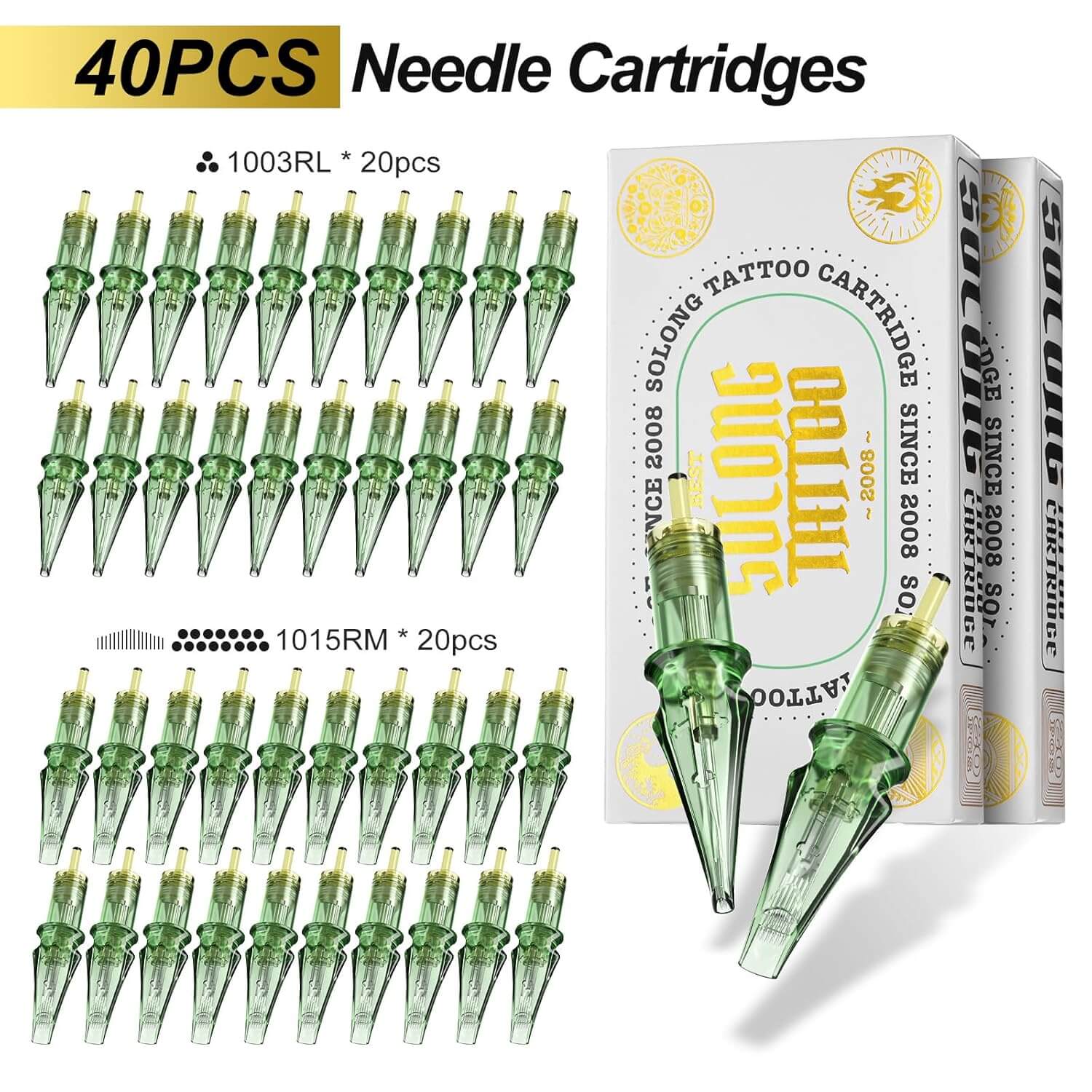 Solong SLQ53KITP803-2 Wireless Tattoo Gun Kit – 1600mAh Battery, 40Pcs Cartridge Needles, 120ml Black Ink + 14 Colors, Complete Beginner Tattoo Supply Set