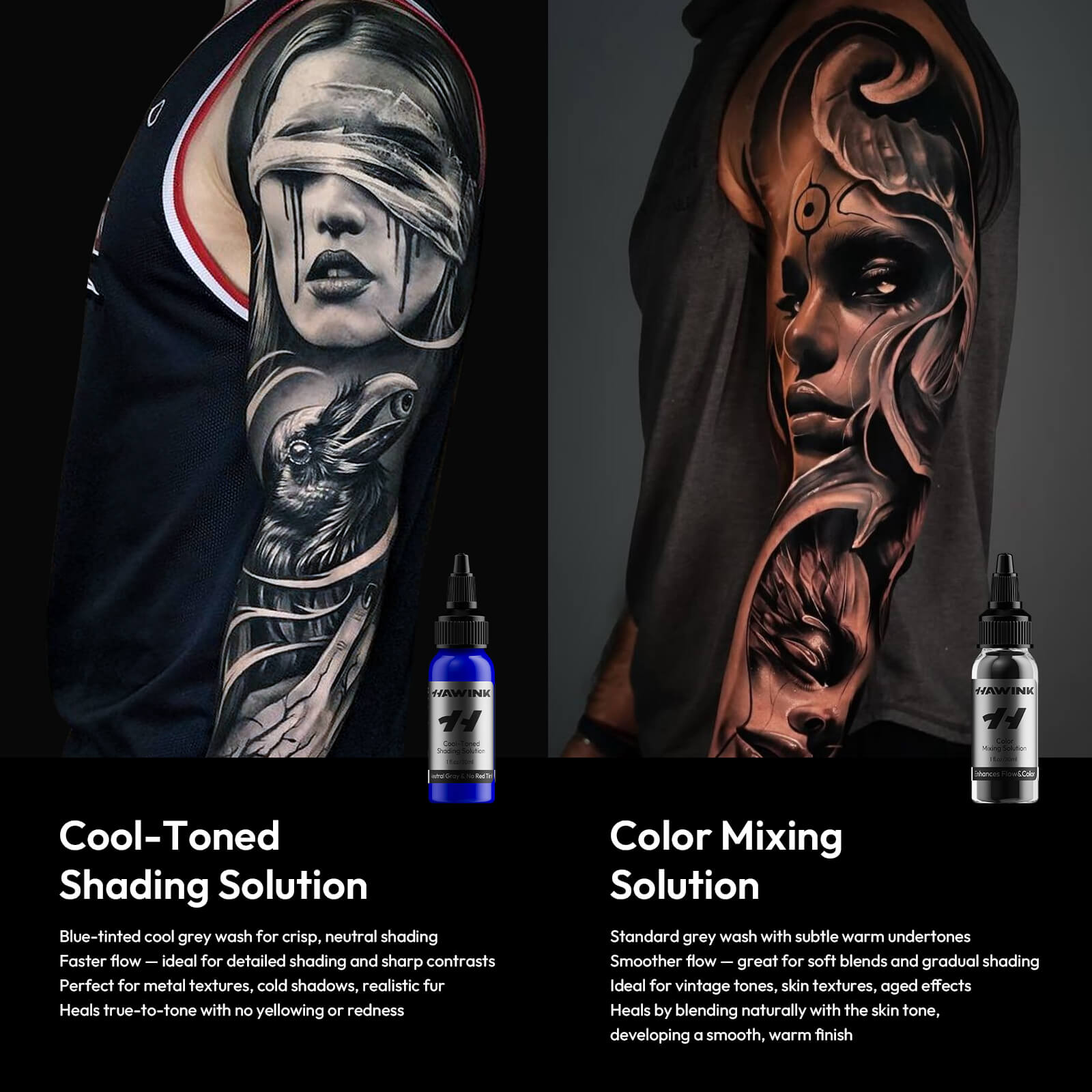 HAWINK TI205 16-Color Tattoo Ink Set – 14 Vibrant Colors + 2 Mixing Solutions with Color Wheel Guide for Professional Tattoo Artists