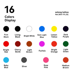 Tattoo Ink Color Set 9/16 PCS 30ml Solong